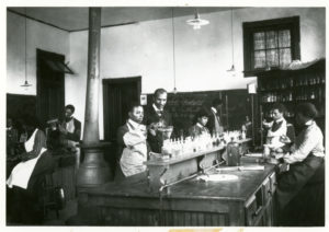 George Washington Carver in lab