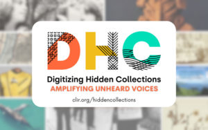 Digitizing Hidden Collections logo in white rectangle on blurred background