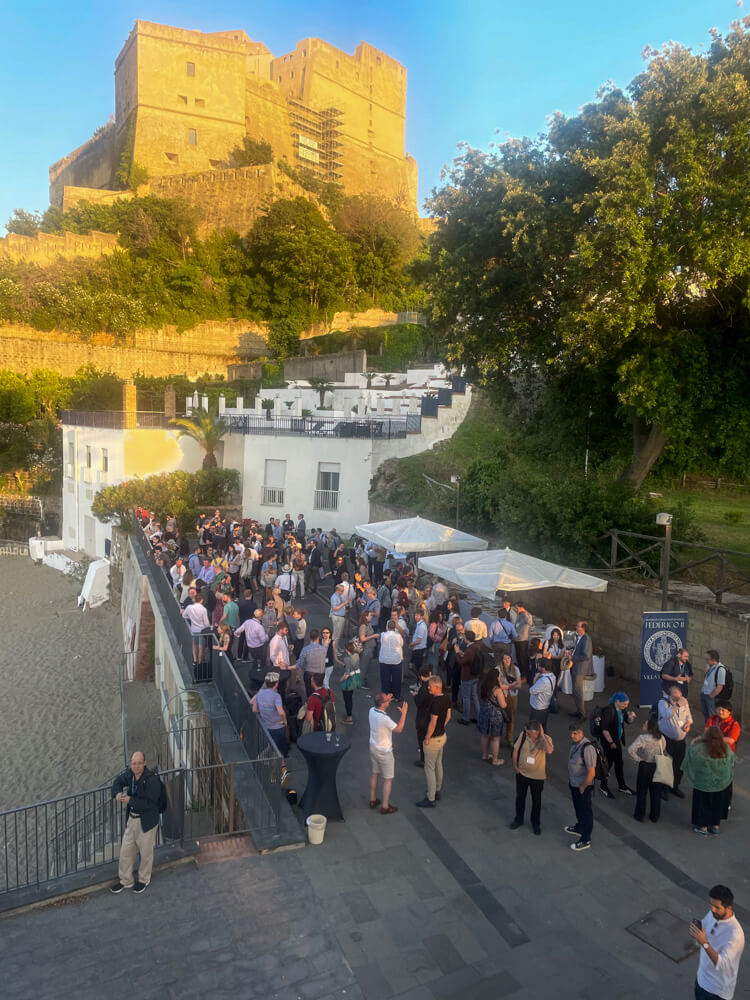 IIIF conference attendees gathered outside during break