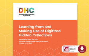 Cover image of DHC publication. Orange background with white geometric line drawn cubes.